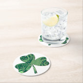 グリーンサーキットボードセントパトリックデイシャムロック ラウンドペーパーコースター (インサイチュ)