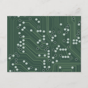 グリーンサーキットボード背景パターンアート ポストカード