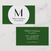 グリーンサークモダンルカスタムモノグラムの名刺 名刺 (正面/裏面)