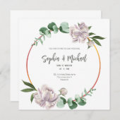 グリーンサークルフレーム エレガントな結婚式のカード 招待状 (正面/裏面)