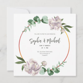 グリーンサークルフレーム エレガントな結婚式のカード 招待状