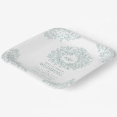 グリーンサークルリーフスケッチモノグラム結婚ズ ペーパープレート (傾斜あり)