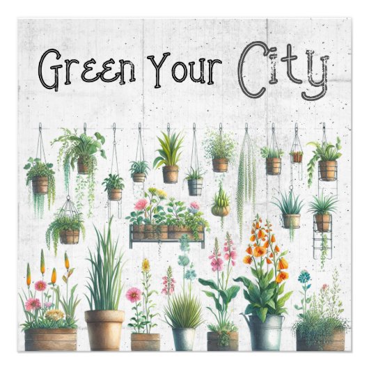 グリーンザシティバーチカルガーデンコンクリートウォールアート フォトプリント (正面)