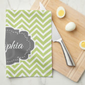 グリーンシェブロンのキッチンタオル キッチンタオル (四つ折り)