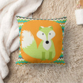 グリーンシェブロンキツネオンオレンジ装飾用クッション クッション (ブランケット)