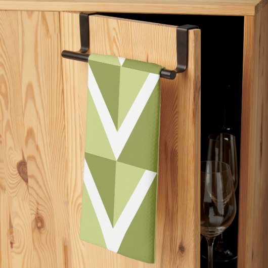 グリーンシェブロンストライプ キッチンタオル (三つ折り)