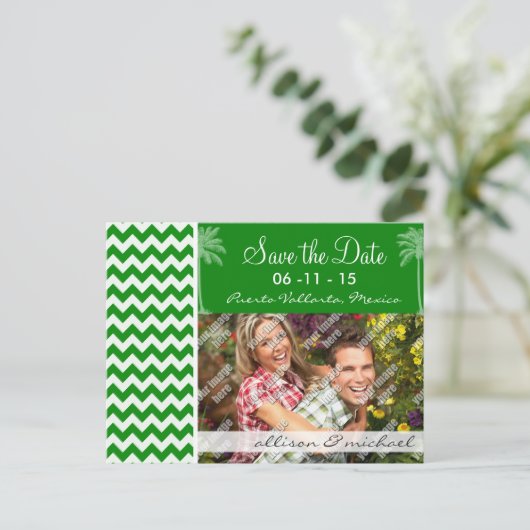 グリーンシェブロンストライプ、サマーパーム 案内ポストカード (スタンド正面)