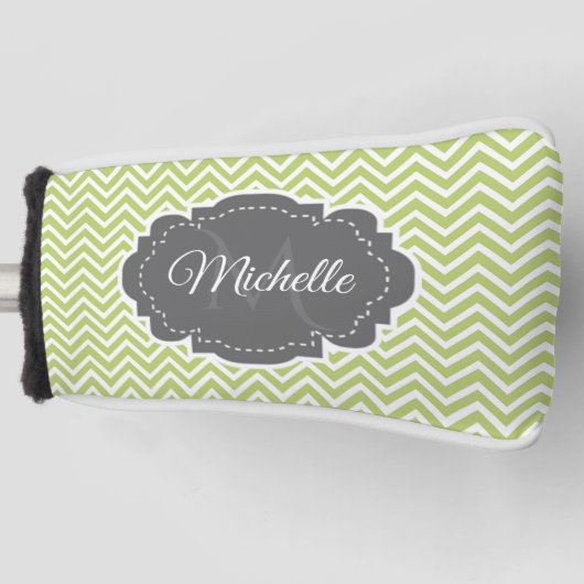 グリーンシェブロンパーソナライズされたゴルフヘッドカバー ゴルフヘッドカバー (正面)