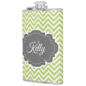 グリーンシェブロンパーソナライズされたフラスコ フラスク (左)