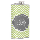 グリーンシェブロンパーソナライズされたフラスコ フラスク (右)