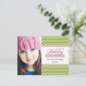 グリーンシェブロンフォトホリデー シーズンポストカード (スタンド正面)