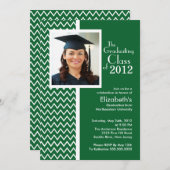 グリーンシェブロンフォト卒業パーティー招待状 招待状 (正面/裏面)