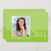 グリーンシェブロンフォト卒業パーティー招待状 招待状 (正面/裏面)