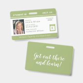 グリーンシェブロンホームスクール学生証バッジ バッジ (正面＆裏面)