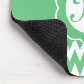 グリーンシェブロン柄&モノグラム花 マウスパッド (コーナー)