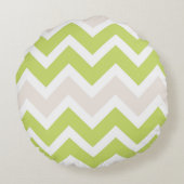 グリーンシェブロン | 丸パーソナライズされた枕 ラウンドクッション (裏面)