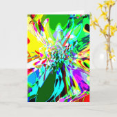 グリーンシェードイエローアクアピンクファンタジー花模様 カード (黄色い花)