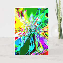 グリーンシェードイエローアクアピンクファンタジー花模様 カード