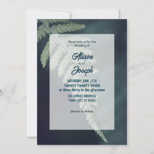 グリーンシダ葉結婚式招待状 招待状 (正面)