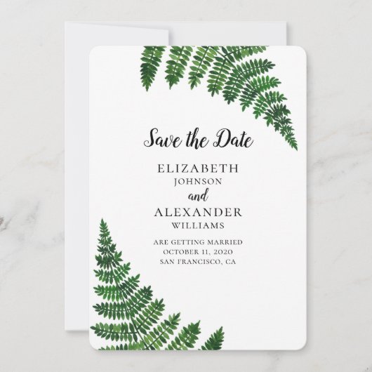 グリーンシダ。森モダンの植物保存日 招待状 (正面)