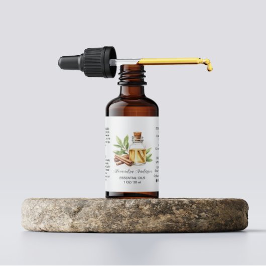 グリーンシナモンエッセンシャル油水彩 ラベル