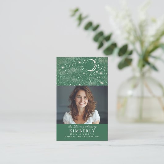 グリーンシナ式葬儀記念祈りの言葉フォトカード 名刺 (スタンド正面)