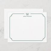 グリーンシフォーマルックファミリーモノグラム華美フレーム ノートカード (正面/裏面)