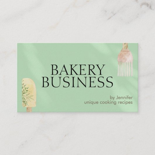 グリーンシャドウソフトペストリースプーンヘラ料理焼き 名刺 (正面)