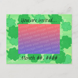 グリーンシャムロックのウェディングフォト招待状ポストカード インビテーションポストカード