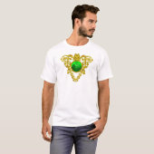 グリーンシャムロックを持つセントパトリックのケルトハート Tシャツ (正面フル)