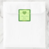 グリーンシャムロッククローバーハート結婚式用シール スクエアシール (バッグ)