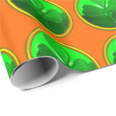 グリーンシャムロックジュエルサンパトリックの日オレンジ ラッピングペーパー (ロールコーナー)