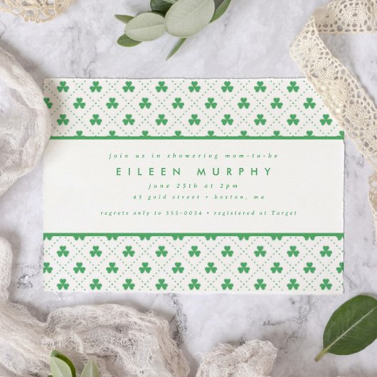 グリーンシャムロックセントパトリックの日アイリッシュベビーシャワー 招待状
