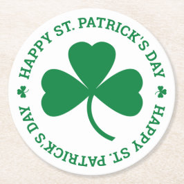 グリーンシャムロックハッピーセントパトリックの日パーティー ラウンドペーパーコースター