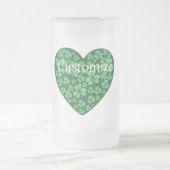 グリーンシャムロックハートセントパトリックの日 フロストグラスビールジョッキ (中央)