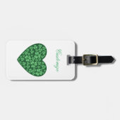 グリーンシャムロックハートセントパトリックの日 ラゲッジタグ (正面横)
