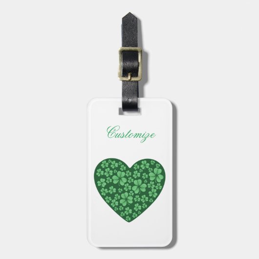 グリーンシャムロックハートセントパトリックの日 ラゲッジタグ (正面縦)
