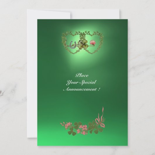 グリーンシャムロックハートモノグラムオレンジグリーン 案内状 (裏面)