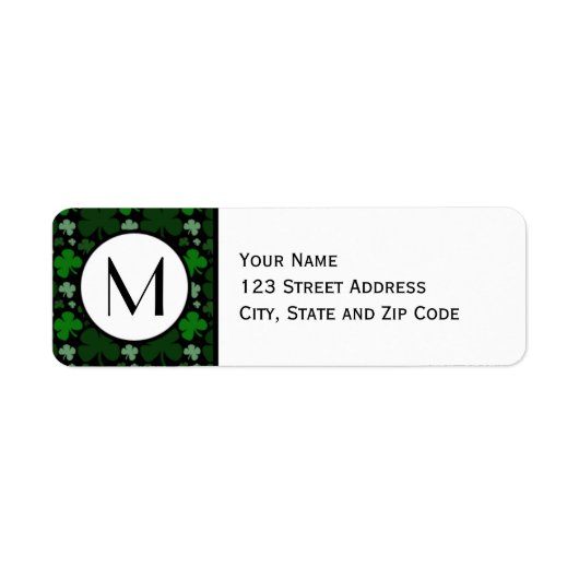 グリーンシャムロックパターン差出人住所ラベル ラベル (正面)