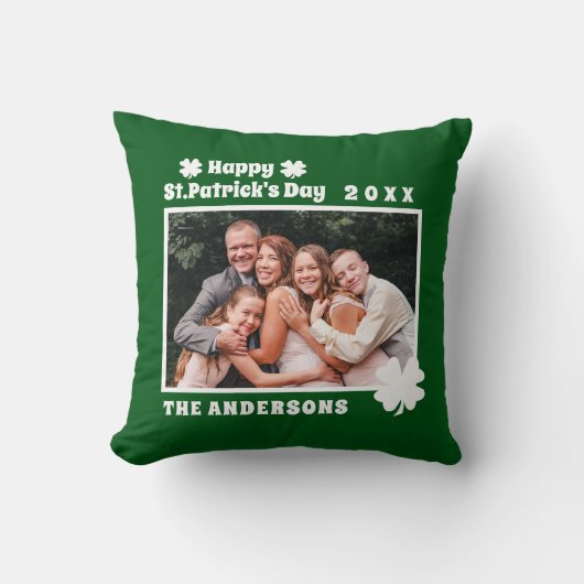 グリーンシャムロックパーソナライズされたフォト装飾用クッション クッション (正面)