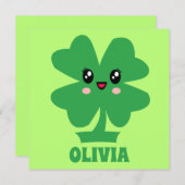 グリーンシャムロックパーソナライズされたフラットカード (正面/裏面)