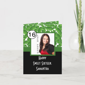 グリーンシャムロックパーソナライズされたsweet sixteen サンキューカード