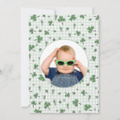 グリーンシャムロックファースト誕生日フォト招待状 サンキューカード (裏面)