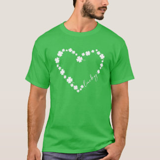 グリーンシャムロックラッキーハートクローバーSt patricks day Tシャツ