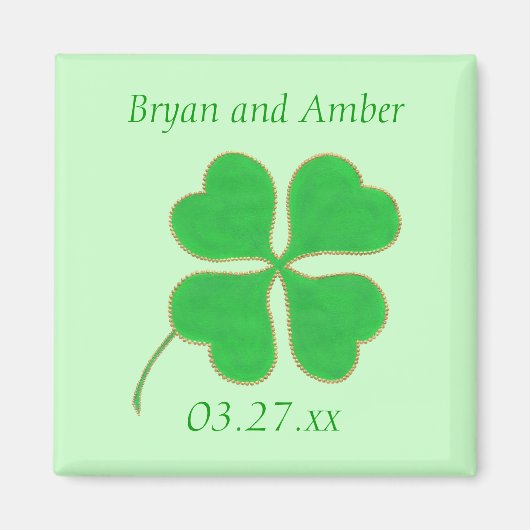 グリーンシャムロック金ゴールドドット、セーブザデートマグネット マグネット (正面)