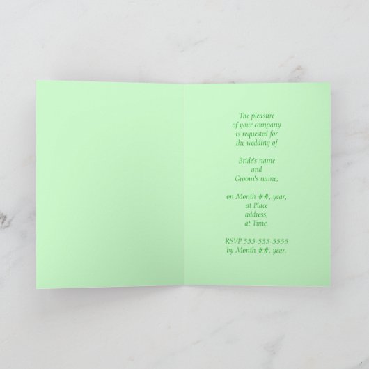 グリーンシャムロック、金ゴールドドット結婚式招待状カード 招待状 (内部)