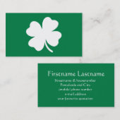 グリーンシャムロックSt patricks dayアイルランド 名刺 (正面/裏面)