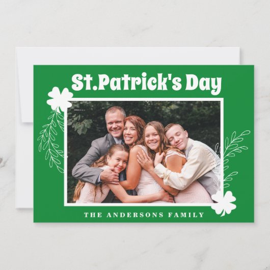 グリーンシャムロックSt patricks dayフォトホリデーカード シーズンカード (正面)