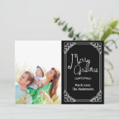 グリーンシャルボードタイポグラフィメリークリスマスフォト シーズンカード (スタンド正面)