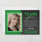 グリーンシャルボード卒業写真サンキューカード 招待状 (正面)